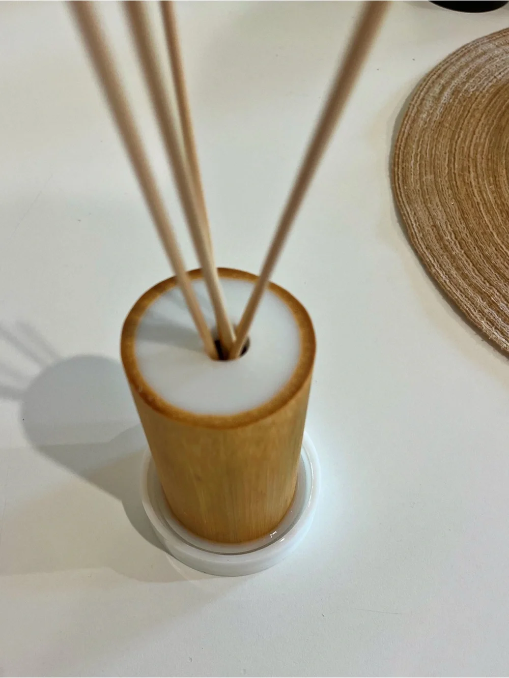 Bamboo Reed Diffuser with White Ceramic Tray - Natural